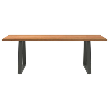 Eettafel rechthoekig 220x90x74 cm massief eikenhout lichtbruin