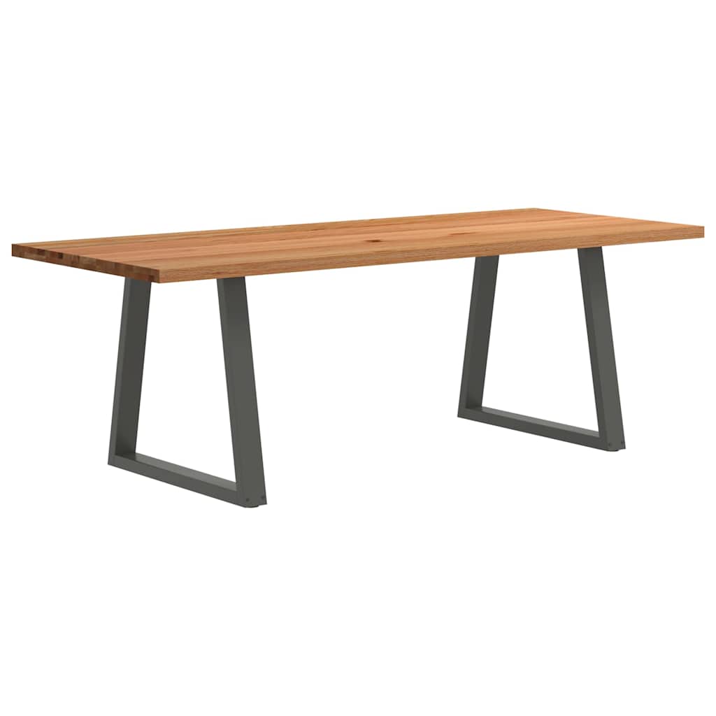 Eettafel rechthoekig 220x90x74 cm massief eikenhout lichtbruin