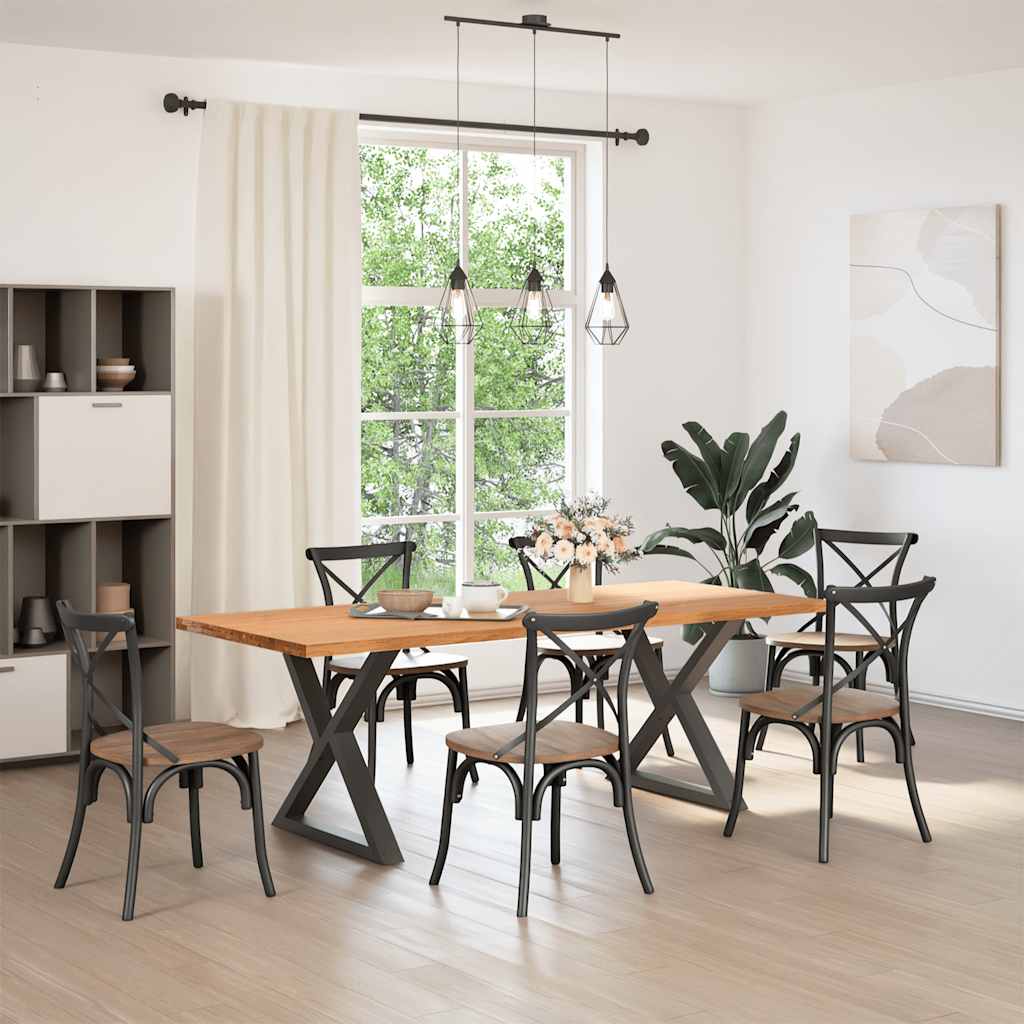 Eettafel rechthoekig 220x90x74 cm massief eikenhout lichtbruin