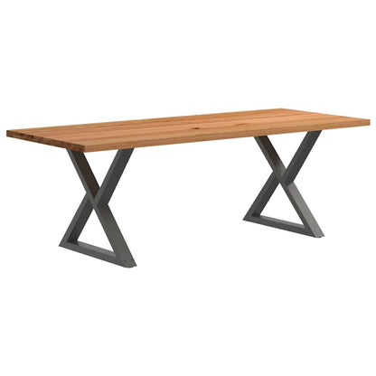 Eettafel rechthoekig 220x90x74 cm massief eikenhout lichtbruin