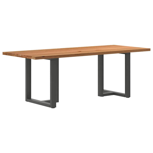 Eettafel rechthoekig 220x90x74 cm massief eikenhout lichtbruin