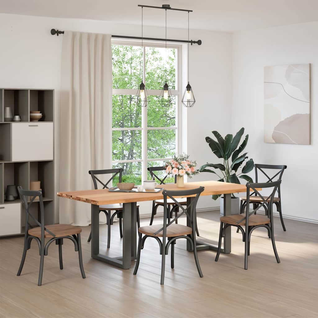 Eettafel rechthoekig 220x90x74 cm massief eikenhout lichtbruin