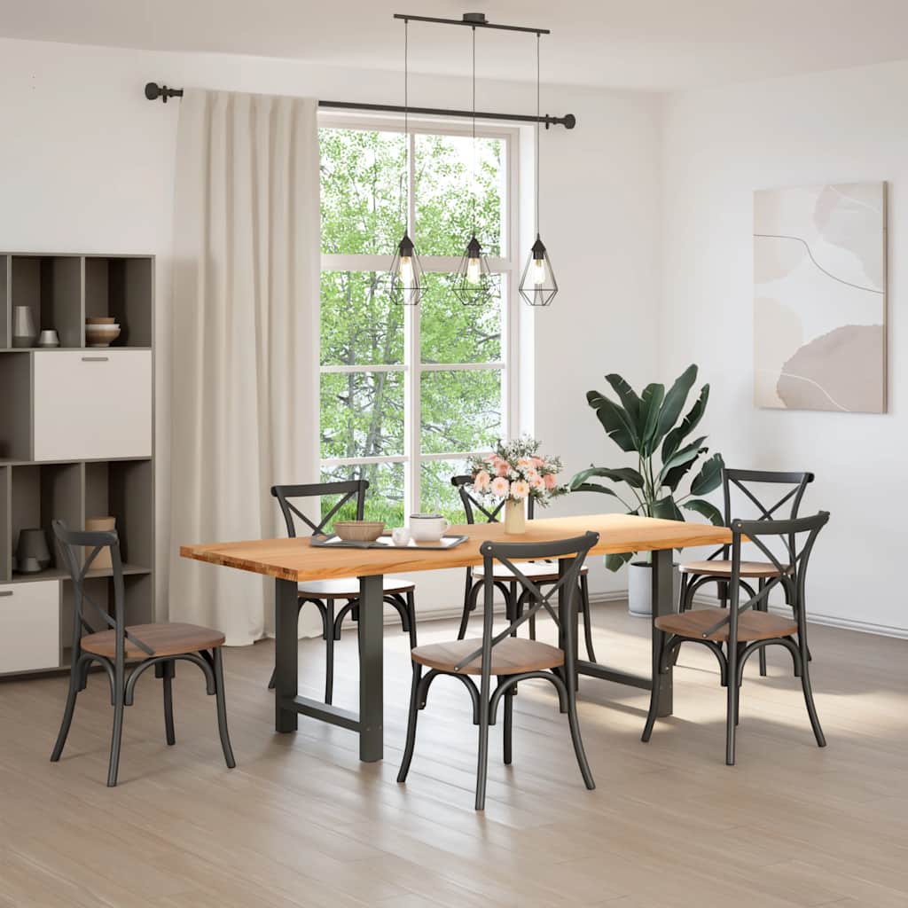 Eettafel rechthoekig 220x90x74 cm massief eikenhout lichtbruin