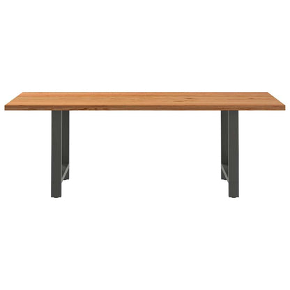 Eettafel rechthoekig 220x90x74 cm massief eikenhout lichtbruin