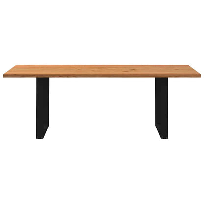 Eettafel rechthoekig 220x90x74 cm massief eikenhout lichtbruin