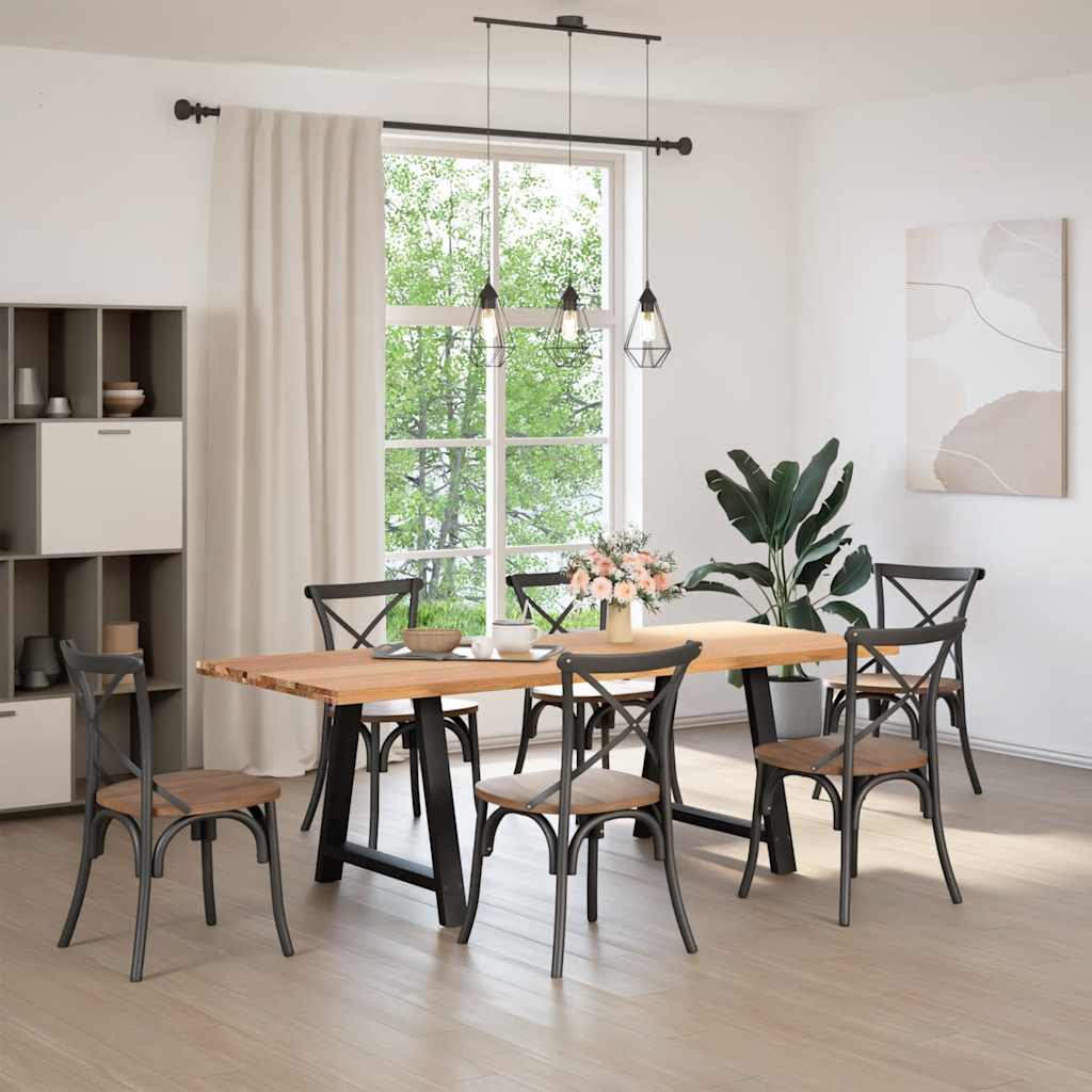 Eettafel rechthoekig 220x90x74 cm massief eikenhout lichtbruin