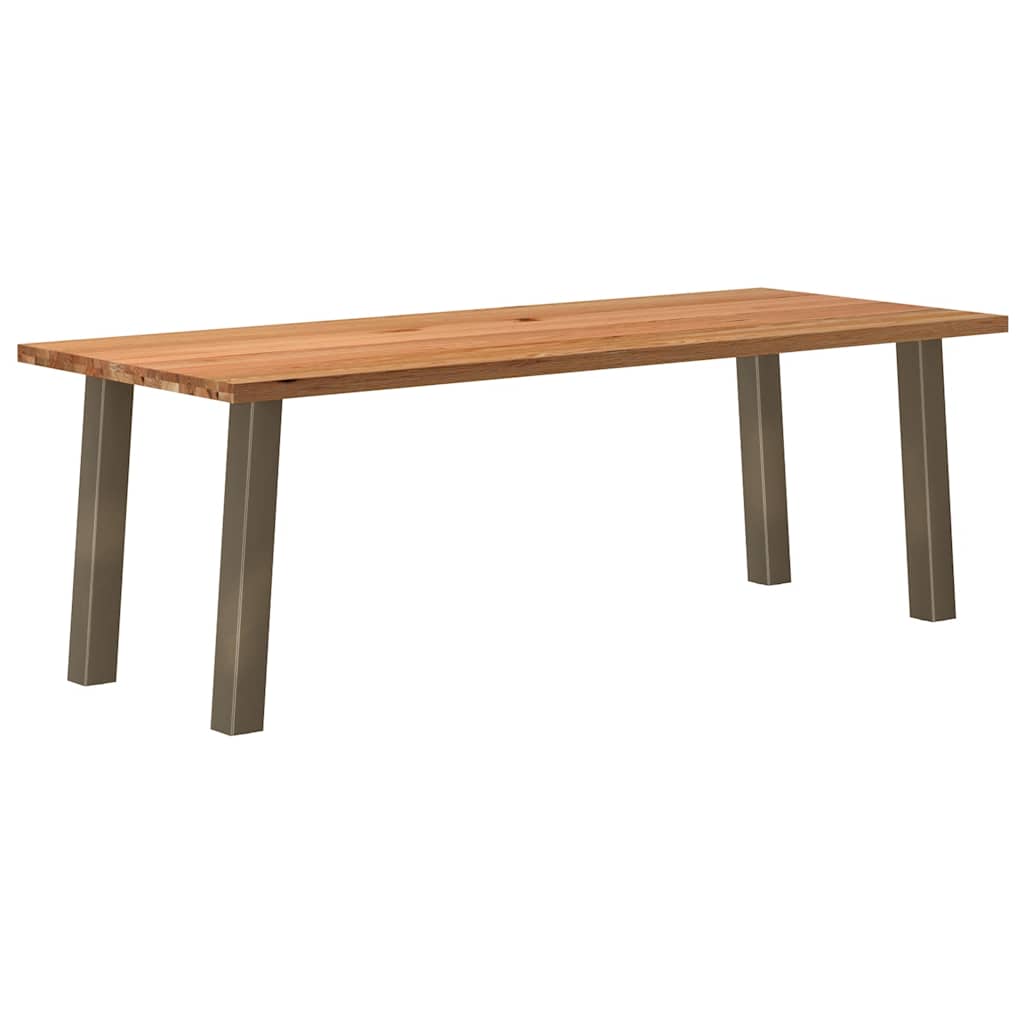 Eettafel rechthoekig 220x90x74 cm massief eikenhout lichtbruin