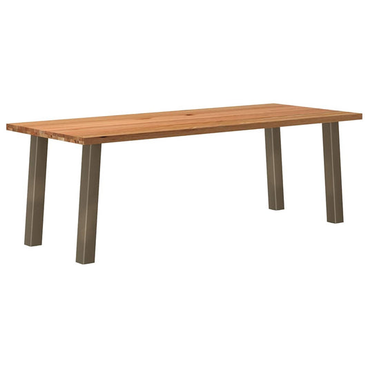 Eettafel rechthoekig 220x90x74 cm massief eikenhout lichtbruin