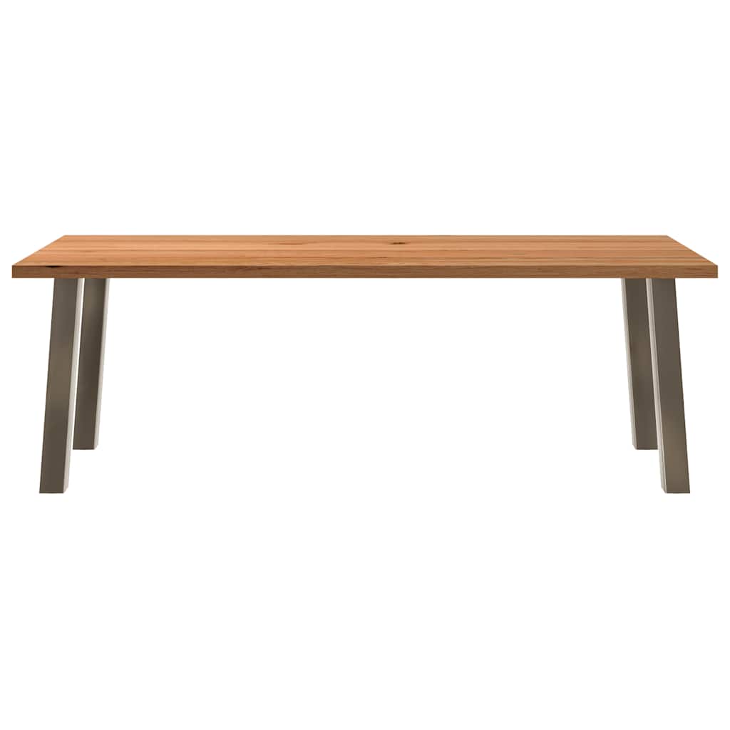Eettafel rechthoekig 220x90x74 cm massief eikenhout lichtbruin