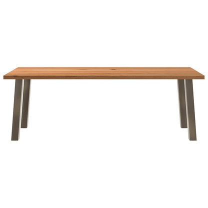Eettafel rechthoekig 220x90x74 cm massief eikenhout lichtbruin