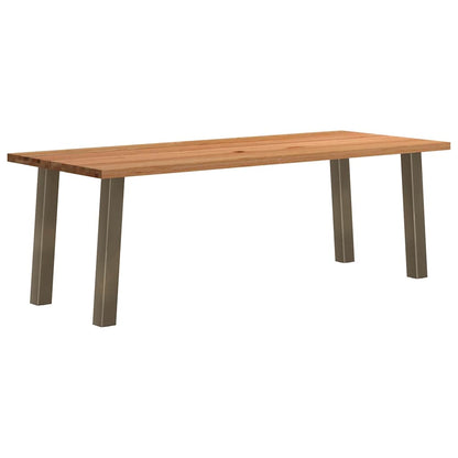 Eettafel rechthoekig 220x90x74 cm massief eikenhout lichtbruin