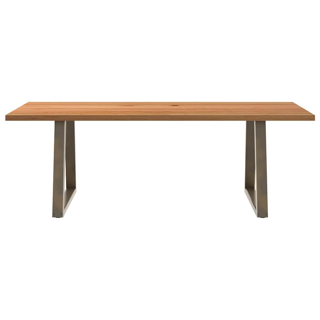 Eettafel rechthoekig 220x90x74 cm massief eikenhout lichtbruin