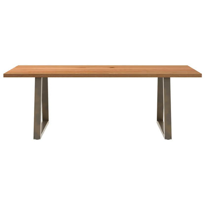 Eettafel rechthoekig 220x90x74 cm massief eikenhout lichtbruin