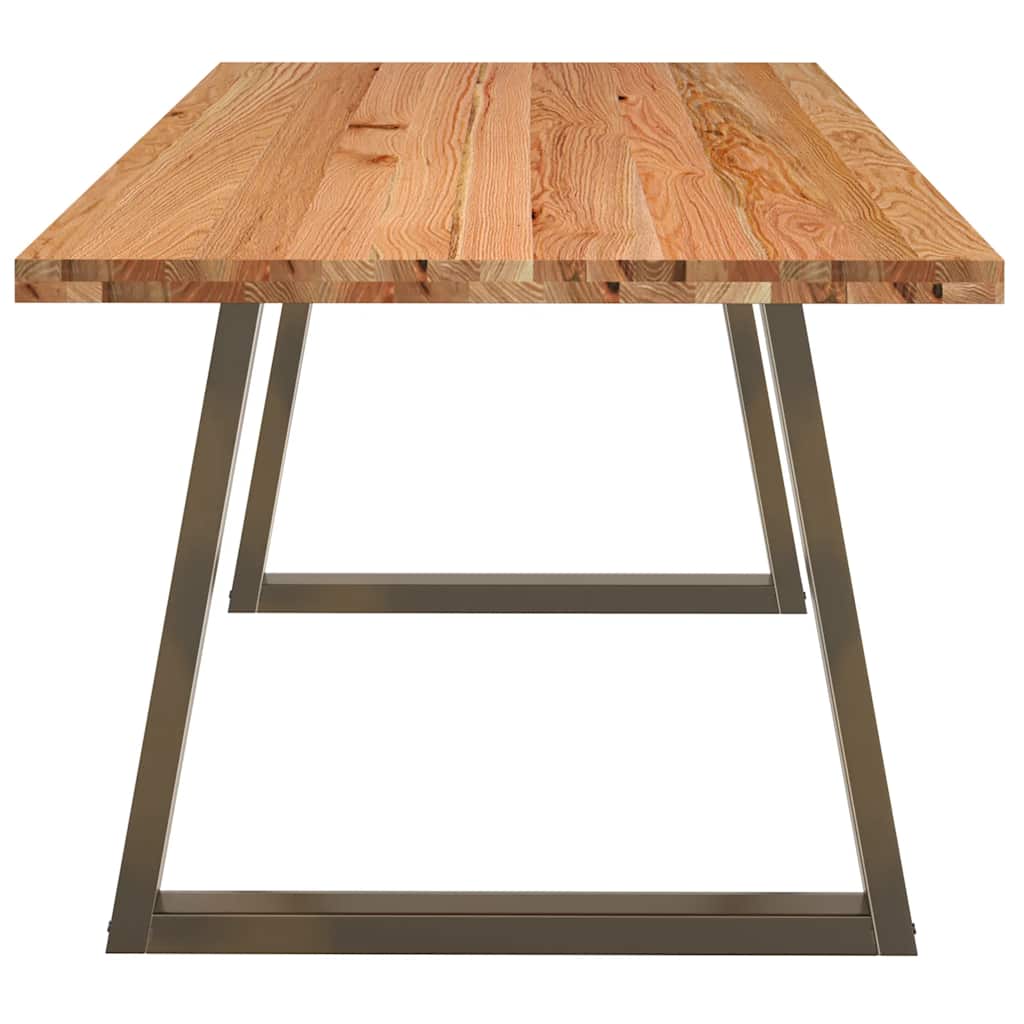 Eettafel rechthoekig 220x90x74 cm massief eikenhout lichtbruin