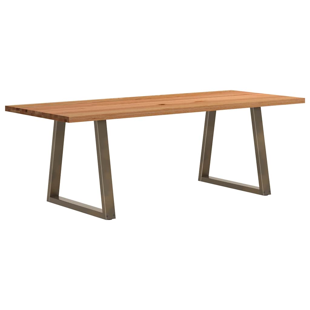 Eettafel rechthoekig 220x90x74 cm massief eikenhout lichtbruin