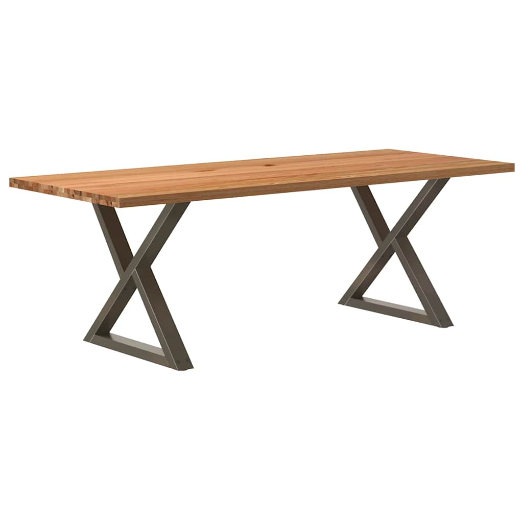 Eettafel rechthoekig 220x90x74 cm massief eikenhout lichtbruin