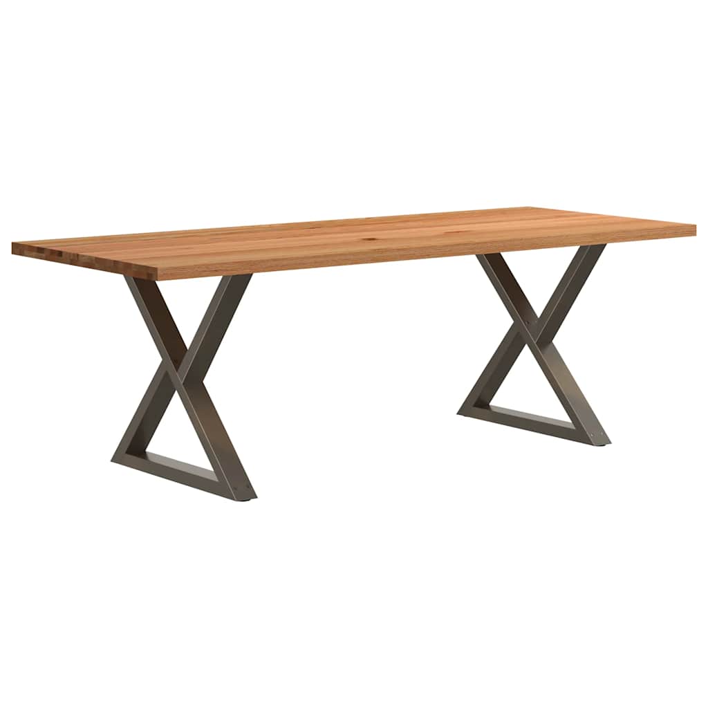 Eettafel rechthoekig 220x90x74 cm massief eikenhout lichtbruin