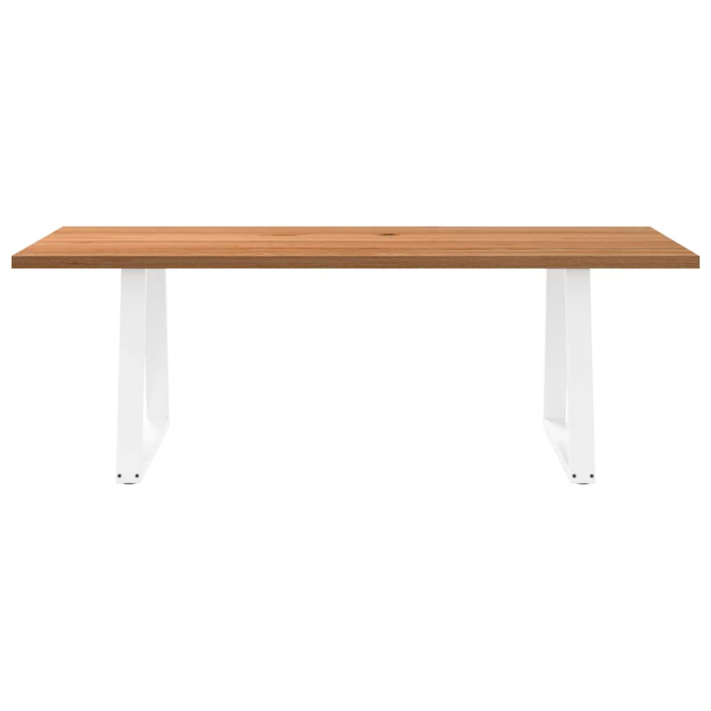 Eettafel rechthoekig 220x90x74 cm massief eikenhout lichtbruin
