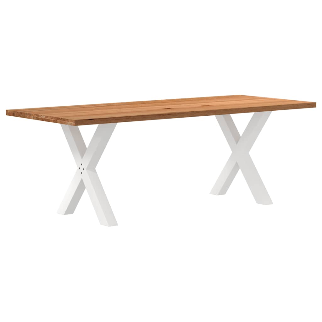 Eettafel rechthoekig 220x90x74 cm massief eikenhout lichtbruin
