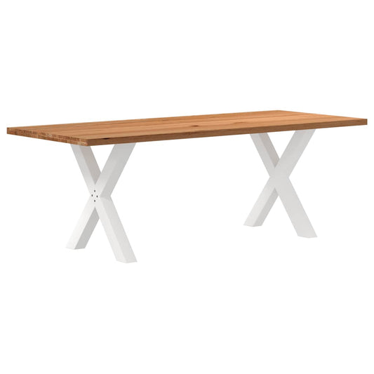 Eettafel rechthoekig 220x90x74 cm massief eikenhout lichtbruin