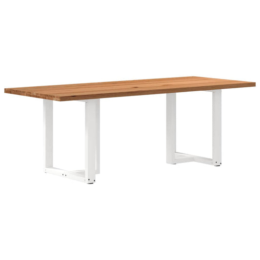 Eettafel rechthoekig 220x90x74 cm massief eikenhout lichtbruin