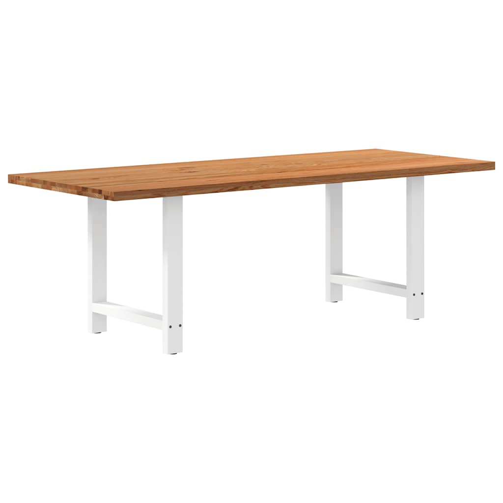 Eettafel rechthoekig 220x90x74 cm massief eikenhout lichtbruin
