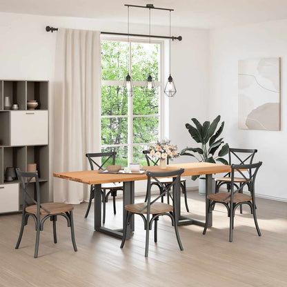 Eettafel rechthoekig 240x90x74 cm massief eikenhout lichtbruin