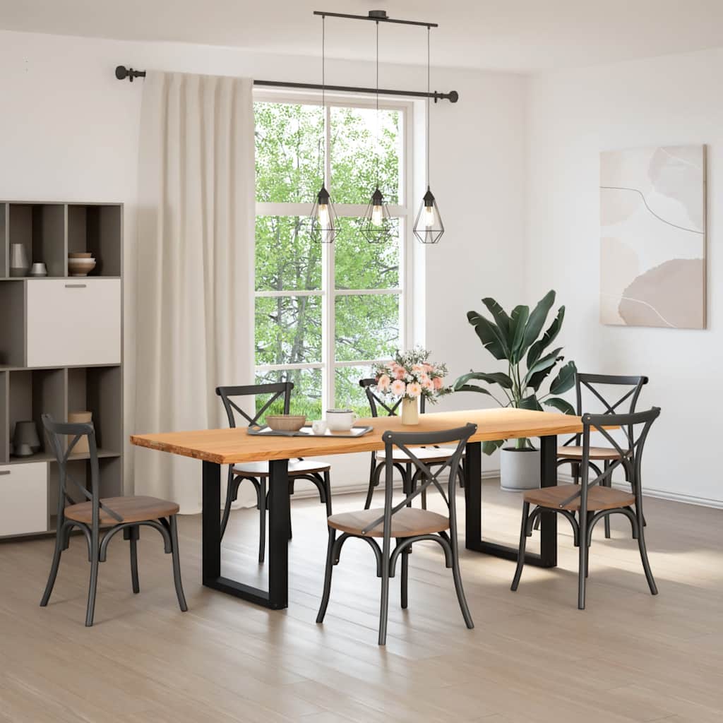 Eettafel rechthoekig 240x90x74 cm massief eikenhout lichtbruin