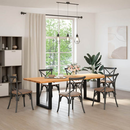 Eettafel rechthoekig 240x90x74 cm massief eikenhout lichtbruin