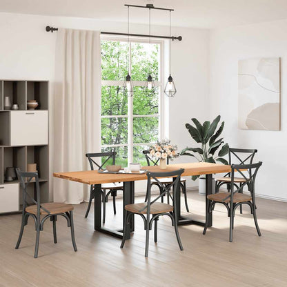 Eettafel rechthoekig 240x90x74 cm massief eikenhout lichtbruin