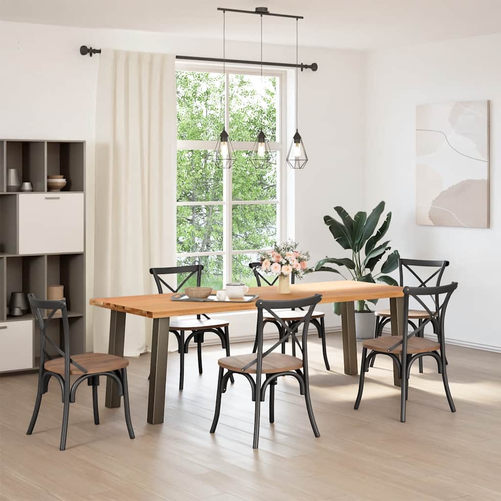 Eettafel rechthoekig 240x90x74 cm massief eikenhout lichtbruin