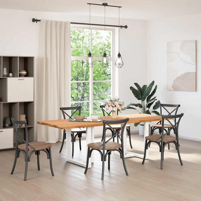 Eettafel rechthoekig 240x90x74 cm massief eikenhout lichtbruin