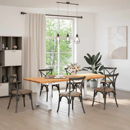Eettafel rechthoekig 240x90x74 cm massief eikenhout lichtbruin