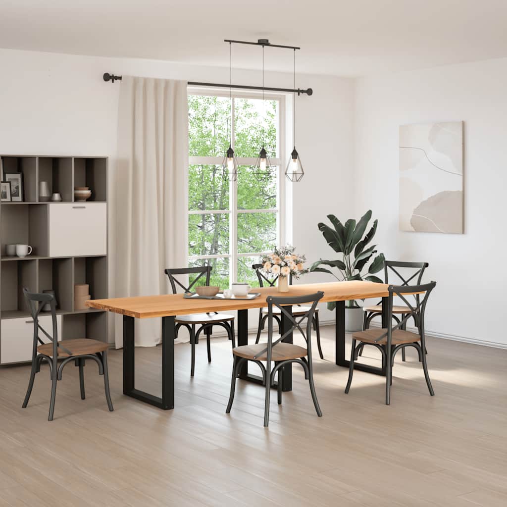 Eettafel rechthoekig 280x90x74 cm massief eikenhout lichtbruin