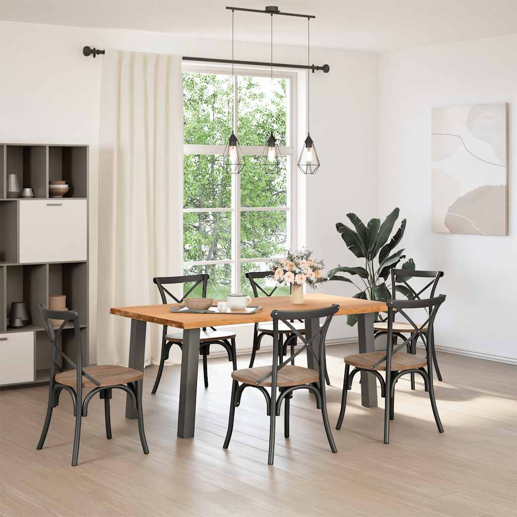 Eettafel rechthoekig 180x100x74 cm massief eikenhout lichtbruin