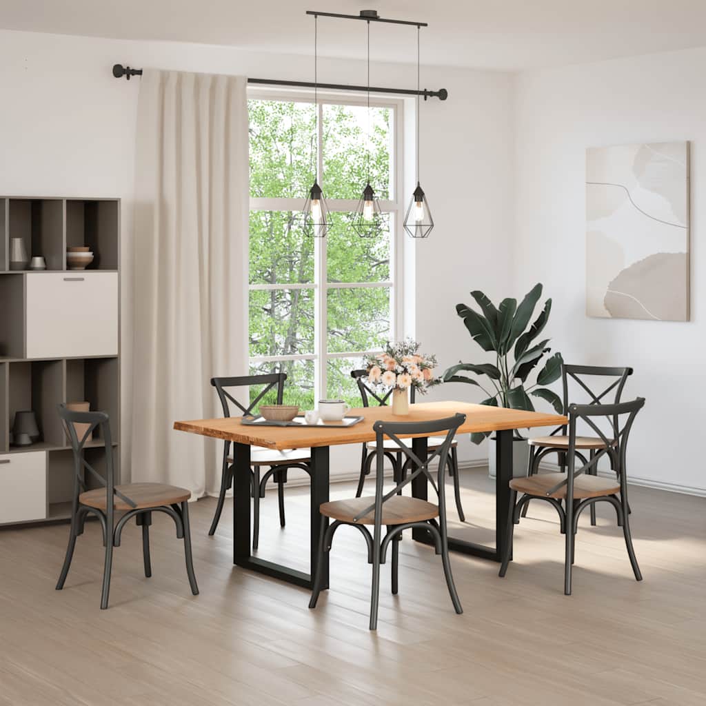 Eettafel rechthoekig 180x100x74 cm massief eikenhout lichtbruin