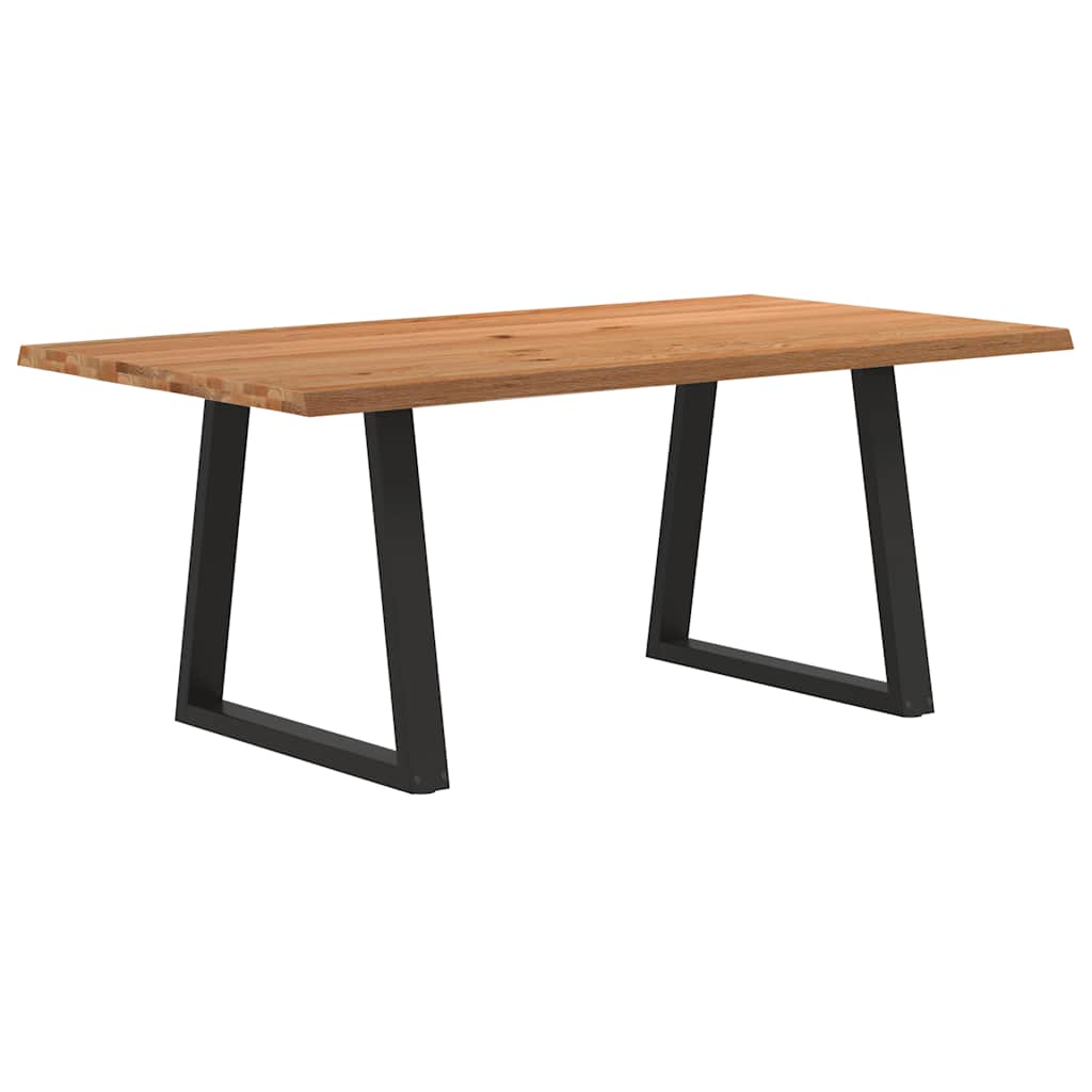 Eettafel met natuurlijke rand 180x100x74 cm massief eikenhout