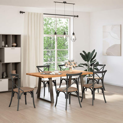 Eettafel met natuurlijke rand 180x100x74 cm massief eikenhout