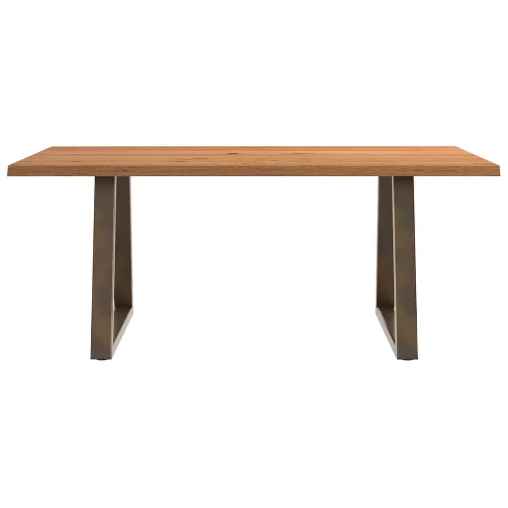 Eettafel met natuurlijke rand 180x100x74 cm massief eikenhout