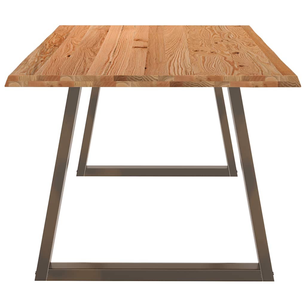 Eettafel met natuurlijke rand 180x100x74 cm massief eikenhout