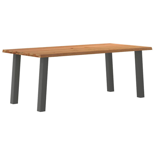 Eettafel met natuurlijke rand massief eikenhout rechthoekig