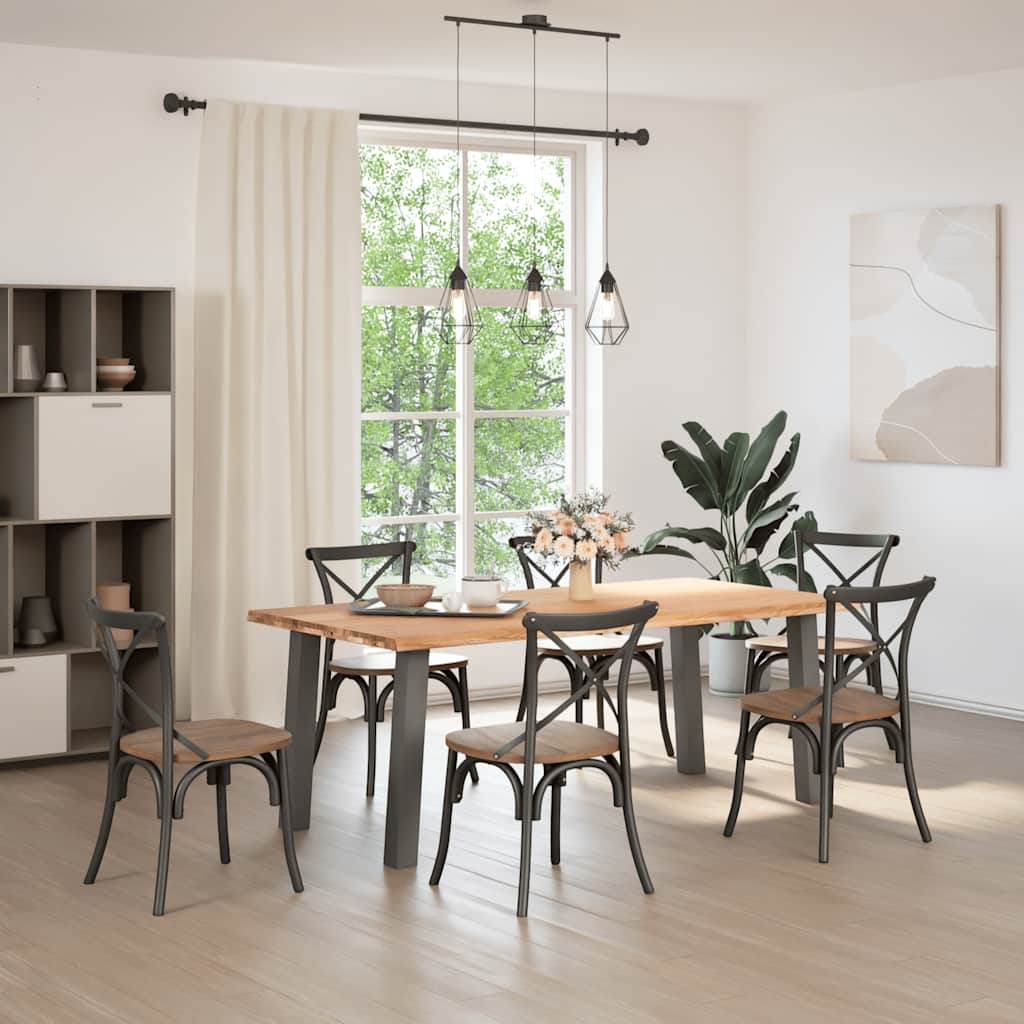 Eettafel met natuurlijke rand massief eikenhout rechthoekig