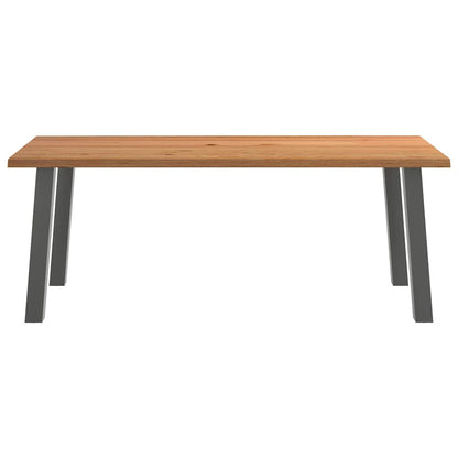 Eettafel met natuurlijke rand massief eikenhout rechthoekig