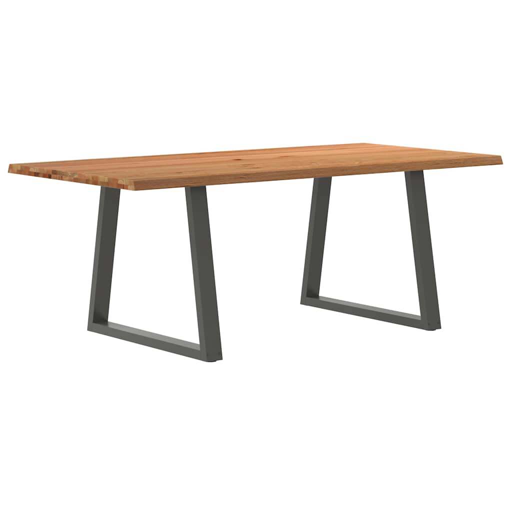 Eettafel met natuurlijke rand 200x100x74 cm massief eikenhout