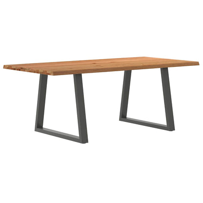 Eettafel met natuurlijke rand 200x100x74 cm massief eikenhout