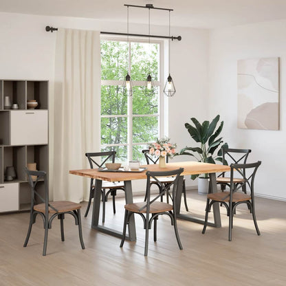 Eettafel met natuurlijke rand 200x100x74 cm massief eikenhout