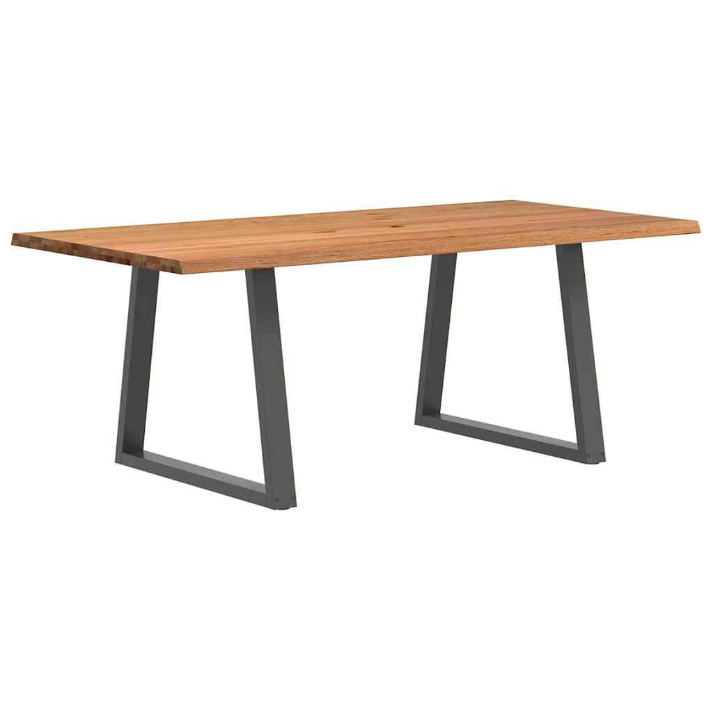 Eettafel met natuurlijke rand 200x100x74 cm massief eikenhout