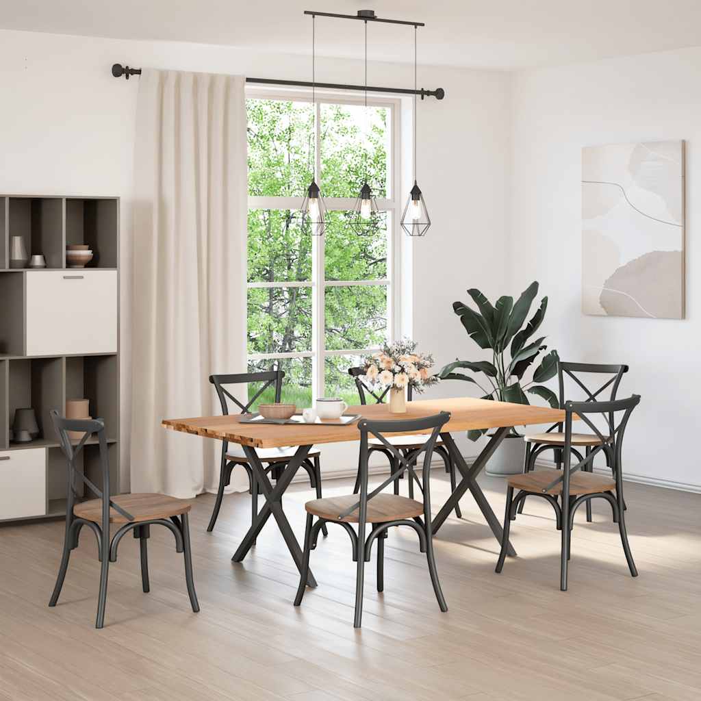 Eettafel met natuurlijke rand massief eikenhout rechthoekig