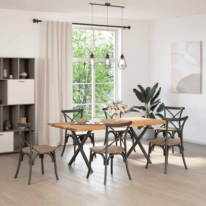 Eettafel met natuurlijke rand massief eikenhout rechthoekig
