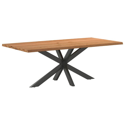 Eettafel met natuurlijke rand massief eikenhout rechthoekig